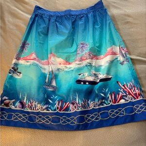Boston Proper Blue Nautical A-Line Skirt